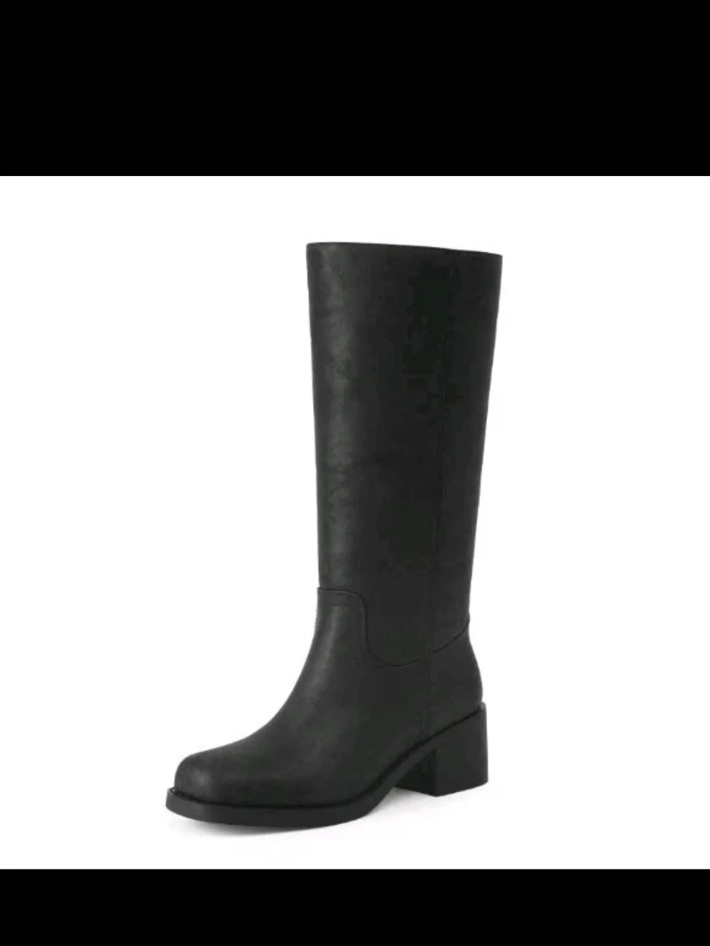 Adolilove Women's Mid Calf Chunky Heel High Boots Size 9 Pull On Square Toe
